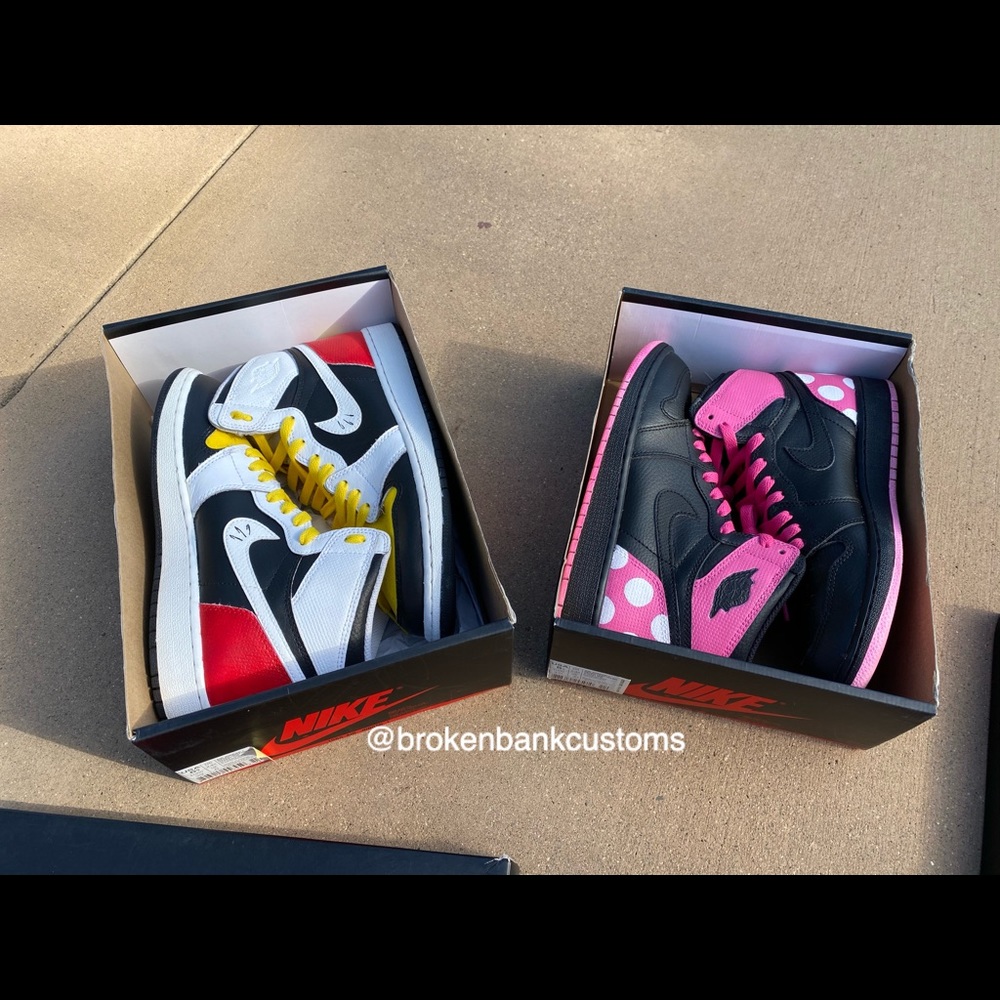 Custom Mickey and Minnie Jordan 1 High
